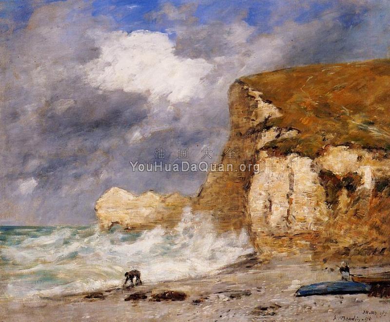 Etretat, The Amont Cliff in November - 尤金·布丹